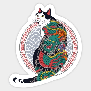 yakuza japanese tattoo cat Sticker